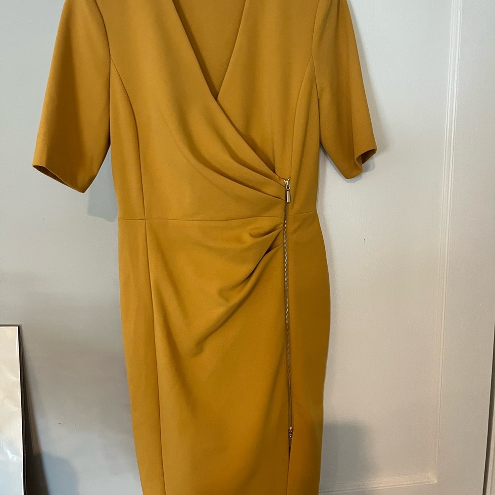 Calvin Klein Elegant Mustard Wrap Dress
